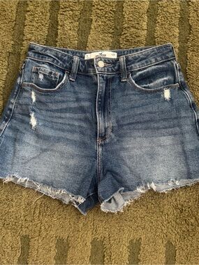 Hollister Frayed Hem Mid-Blue Denim Shorts